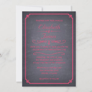 Invitations de mariage en tableau noir et rose