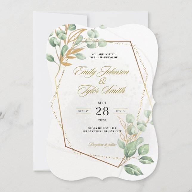 Invitations de mariage Eucalyptus Boho (Devant)