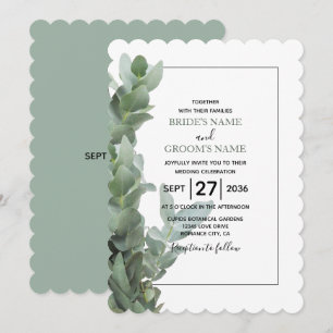 Invitations de mariage Eucalyptus Dollar Argent