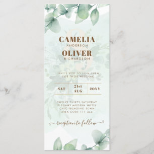 Invitations de mariage Feuilles Eucalyptus Digital