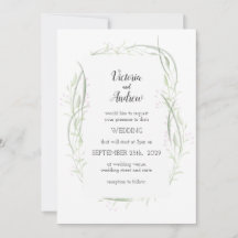 Invitations de mariage floral à base de vert et de