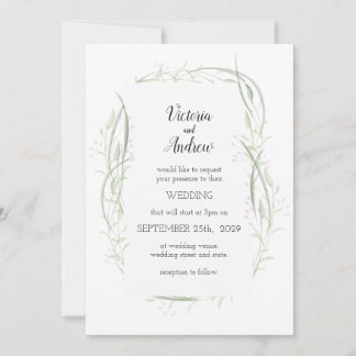 Invitations de mariage floral à base de vert et de