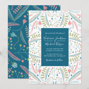 Invitations de mariage floral à la broderie