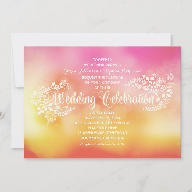 Invitations de mariage floral aux couleurs vives (Devant)