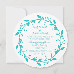 Invitations de mariage Floral bleu Turquoise