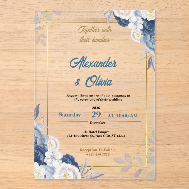 Invitations de mariage floral de luxe (Recto)