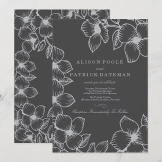 Invitations de mariage floral gris