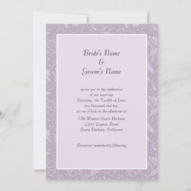 Invitations de mariage floral simple Lavender (Devant)