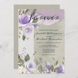 Invitations de mariage floral violet et blanc