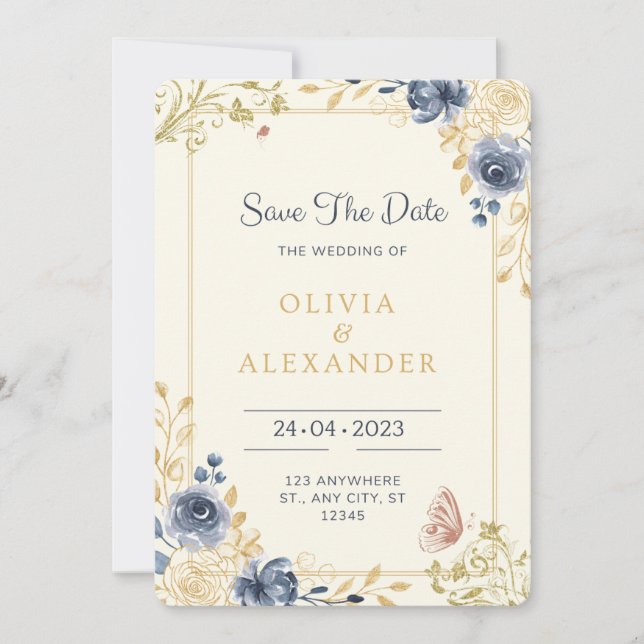 Invitations de mariage florales (Devant)