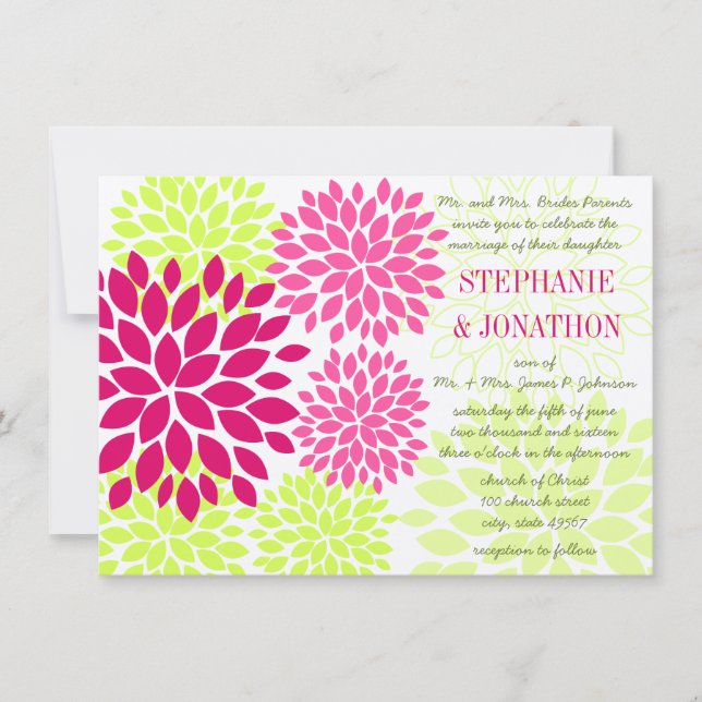 Invitations de mariage florales modernes Chrysanth (Devant)