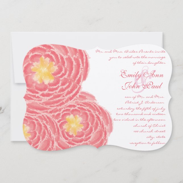 Invitations de mariage florales modernes Chrysanth (Devant)