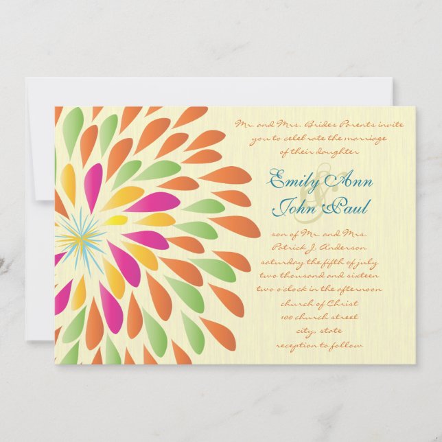 Invitations de mariage florales modernes Chrysanth (Devant)