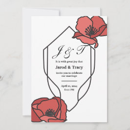 Invitations de mariage florales Poppies rouges et 