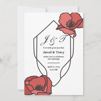Invitations de mariage florales Poppies rouges et