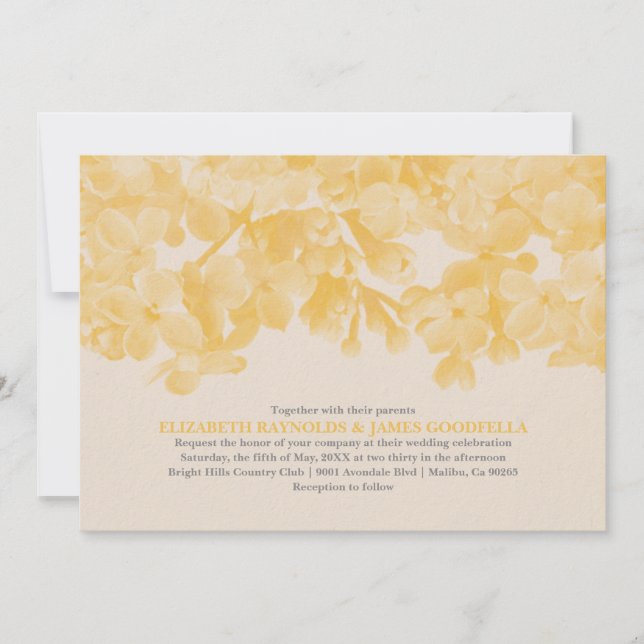 Invitations de mariage Gold Floral (Devant)