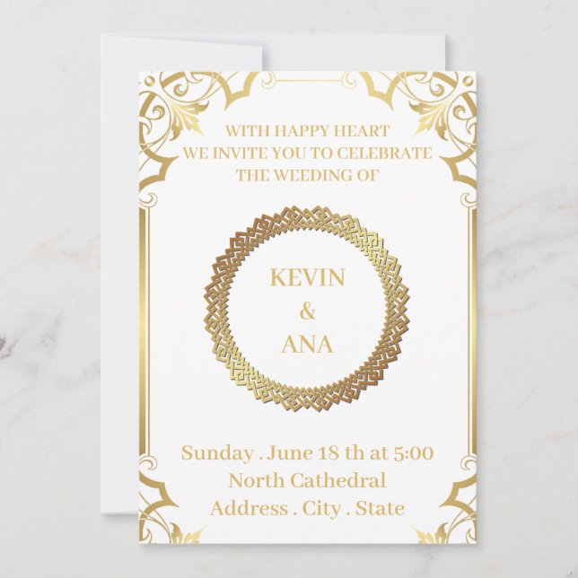 Invitations de mariage Gold intemporelles | Person (Devant)