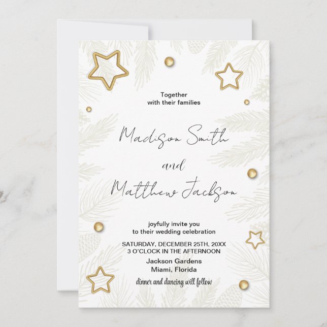 Invitations de mariage Golden Star Pine (Devant)