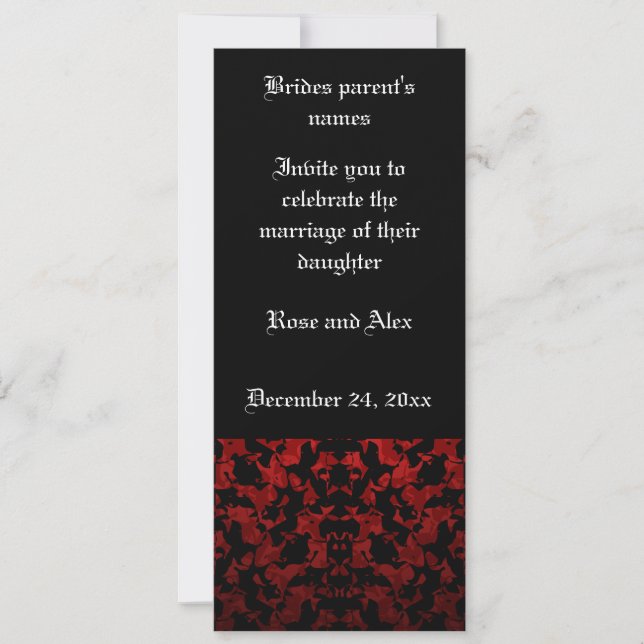 Invitations de mariage gothique élégantes 4" x 9,2 (Devant)