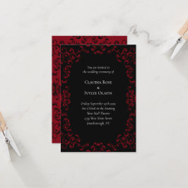 Invitations de mariage gothique Red & Black Swirl