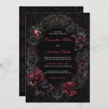 Invitations de mariage gothique victorien Noir et