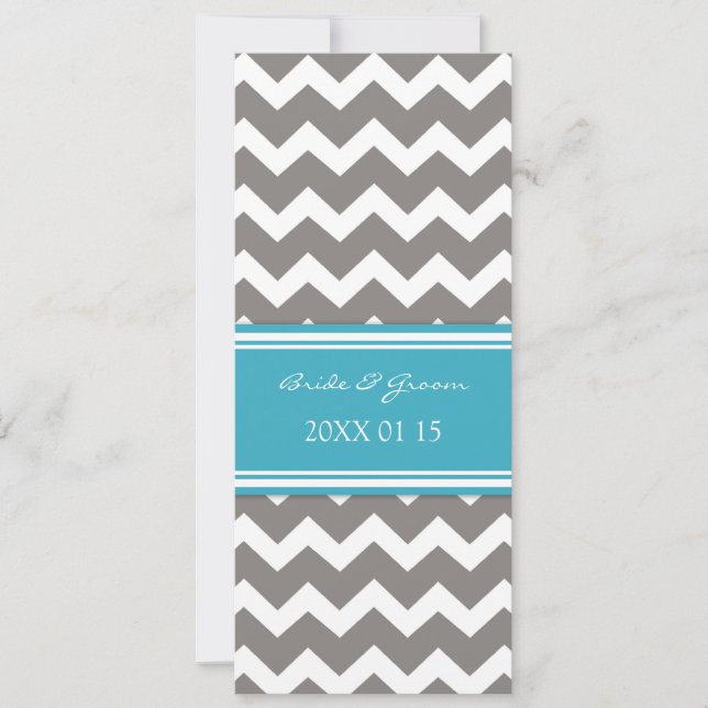 Invitations de mariage Grey Blue Chevron (Devant)