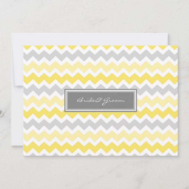 Invitations de mariage Grey Jaune Chevron (Devant)