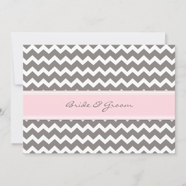 Invitations de mariage Grey Pink Chevron (Devant)