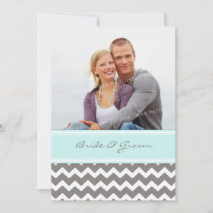 Invitations de mariage Gris Bleu Chevron