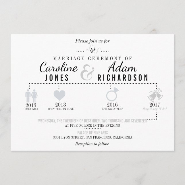 Invitations de mariage gris clair (Devant)