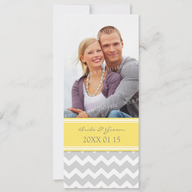 Invitations de mariage gris jaune Chevron (Devant)