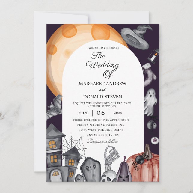invitations de mariage halloween (Devant)