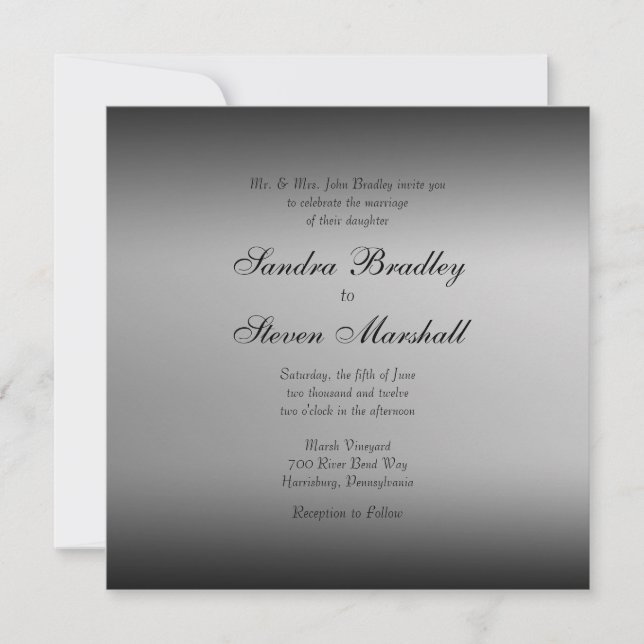 Invitations de mariage Horizon noir et blanc (Devant)