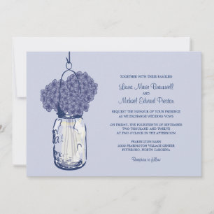 Invitations de mariage Hydrangea et Mason Jar