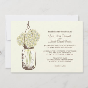 Invitations de mariage Hydrangea et Mason Jar