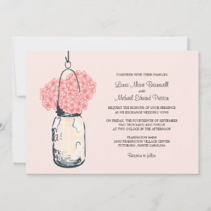 Invitations de mariage Hydrangea et Mason Jar