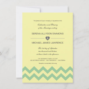 Invitations de mariage Jaune et Aqua Chevron