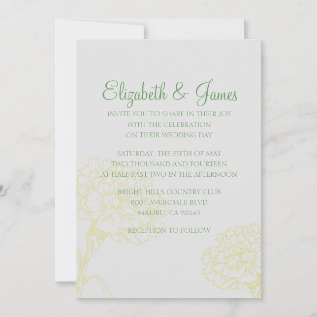 Invitations de mariage Jaune et Vert (Devant)