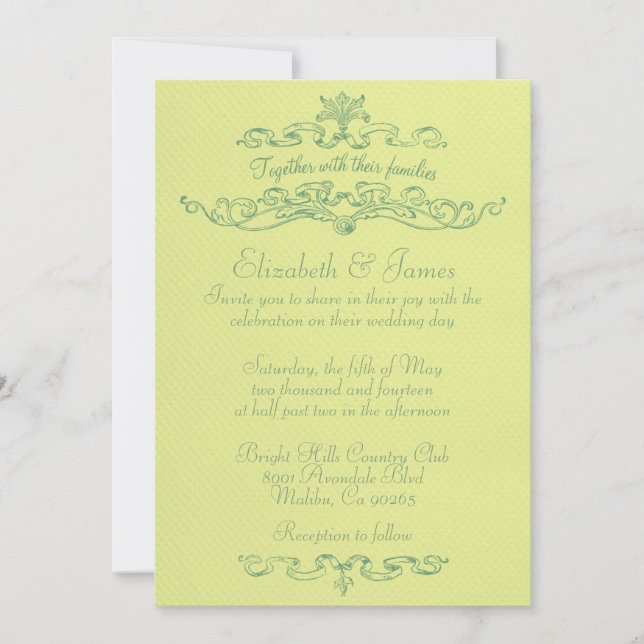 Invitations De Mariage Jaune Et Vert De Luxe Simpl (Devant)