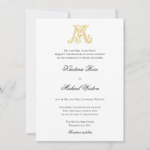 Invitations de mariage KM Monogramme ou MK Monogra