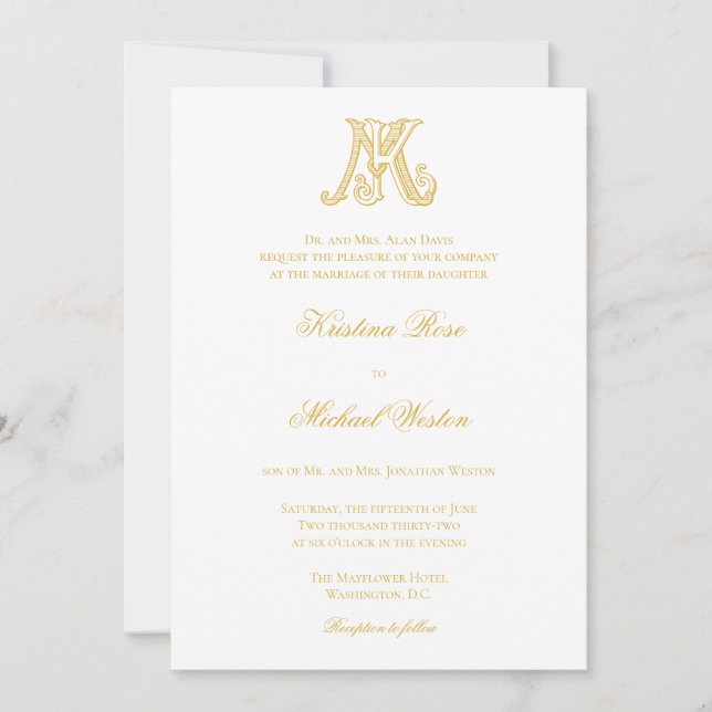 Invitations de mariage KM Monogramme ou MK Monogra (Devant)