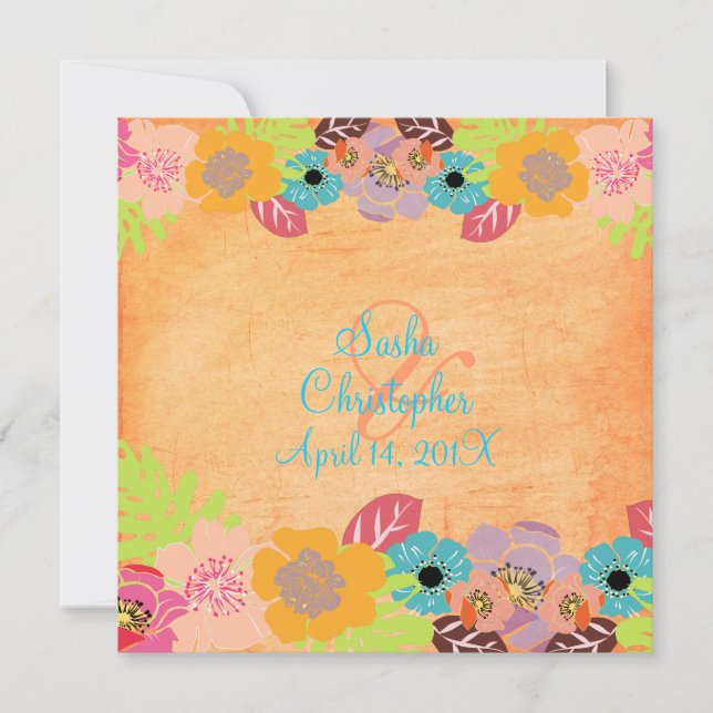 Invitations de mariage Leis/Luau/fruits (Devant)