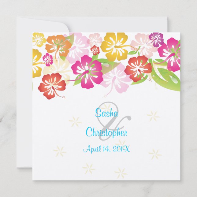 Invitations de mariage Leis/Luau/hibiscus (Devant)