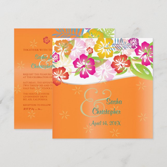 Invitations de mariage Leis/Luau/hibiscus (Devant / Derrière)
