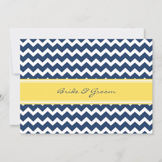 Invitations de mariage Lemon Blue Chevron (Devant)