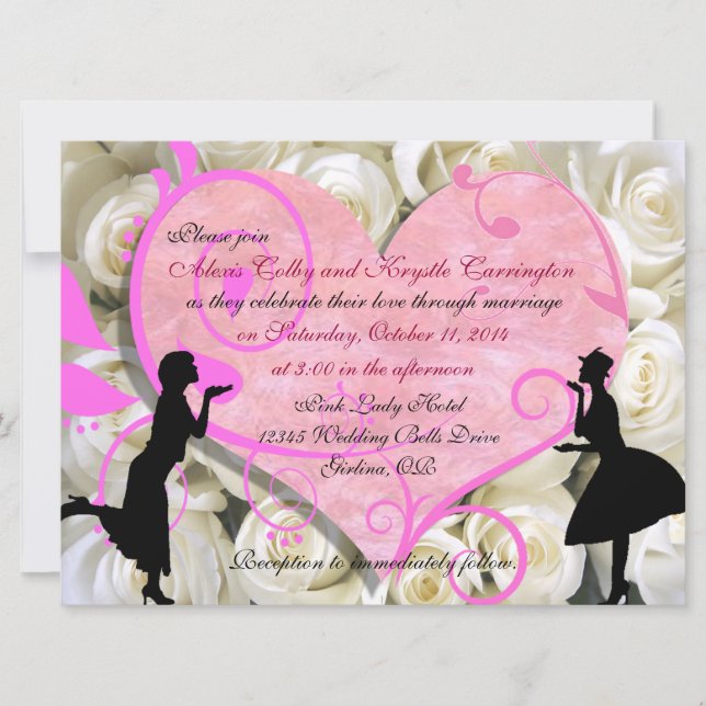 Invitations de mariage lesbiennes personnalisées p (Devant)