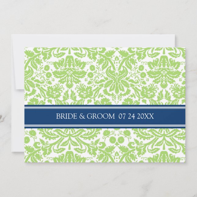 Invitations de mariage Lime Blue Damask Pattern (Devant)