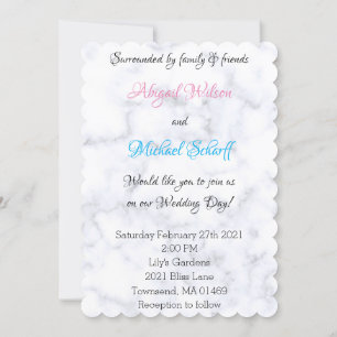Invitations de mariage Marbre blanc élégant