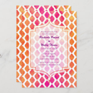 Invitations de mariage marocain rose et orange