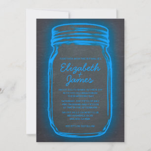 Invitations de mariage Mason Jar Vintage bleu